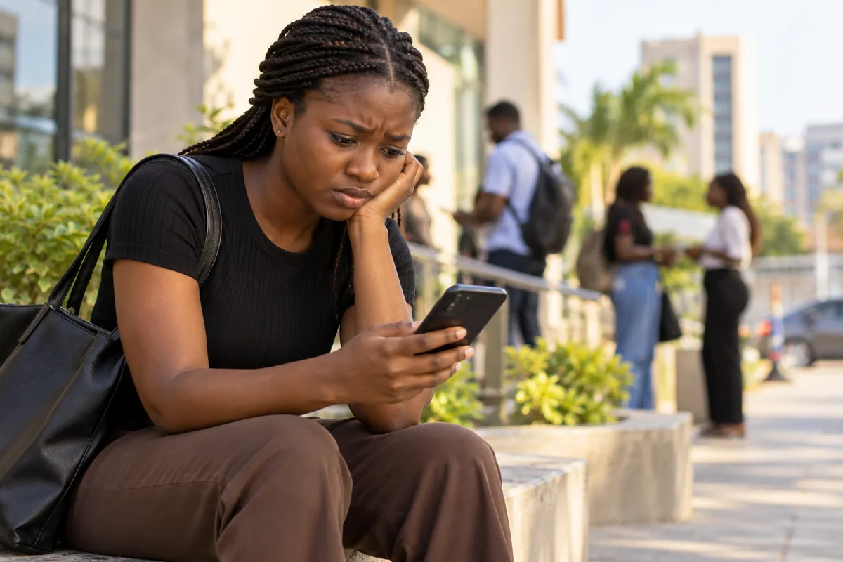 Ghanaian applicant verifying a job notice against an official employer website