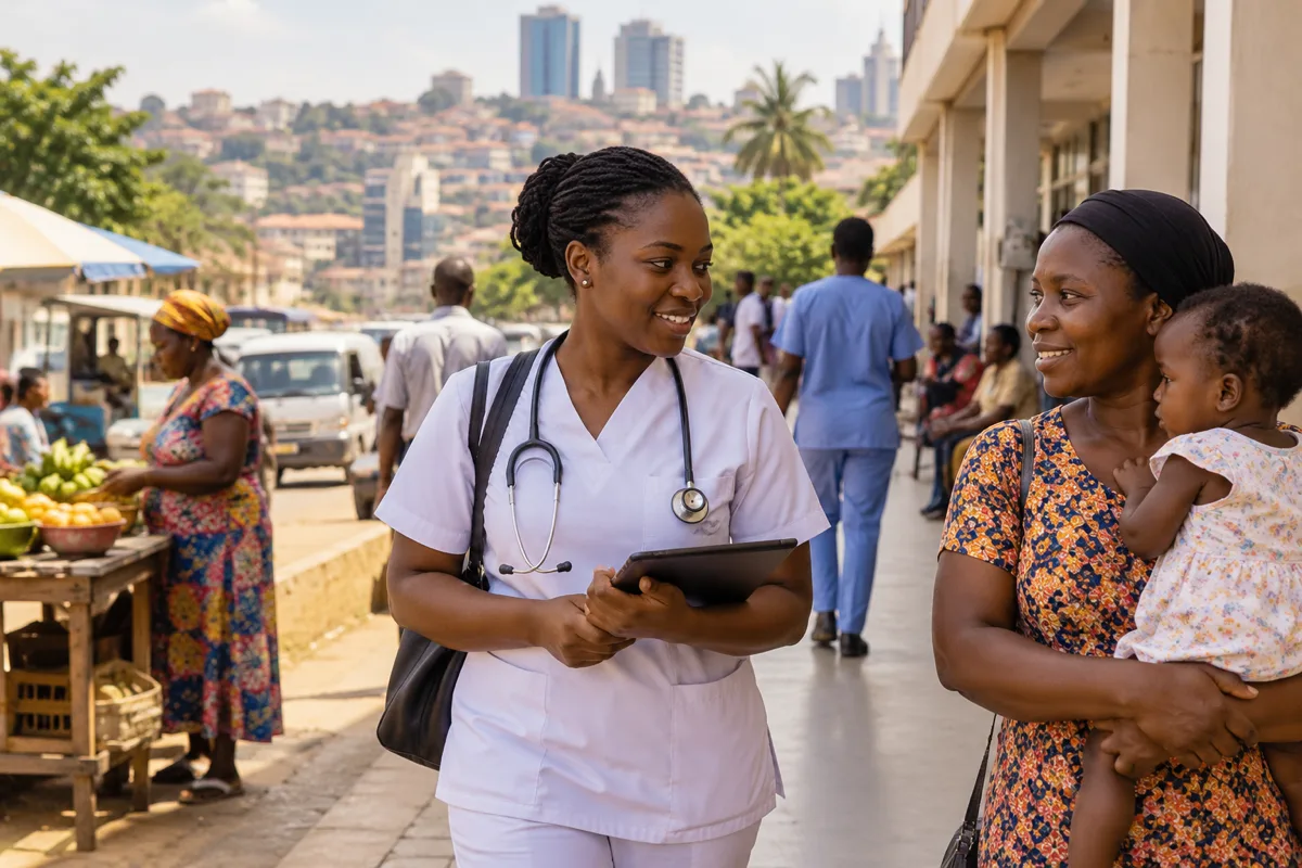Ghanaian nurse checking licence status and hospital application instructions