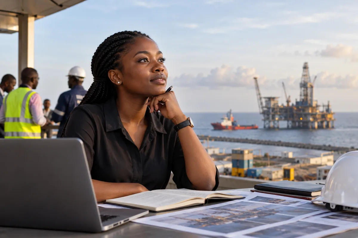 Ghanaian oil and gas applicant reviewing an upstream industry career portal