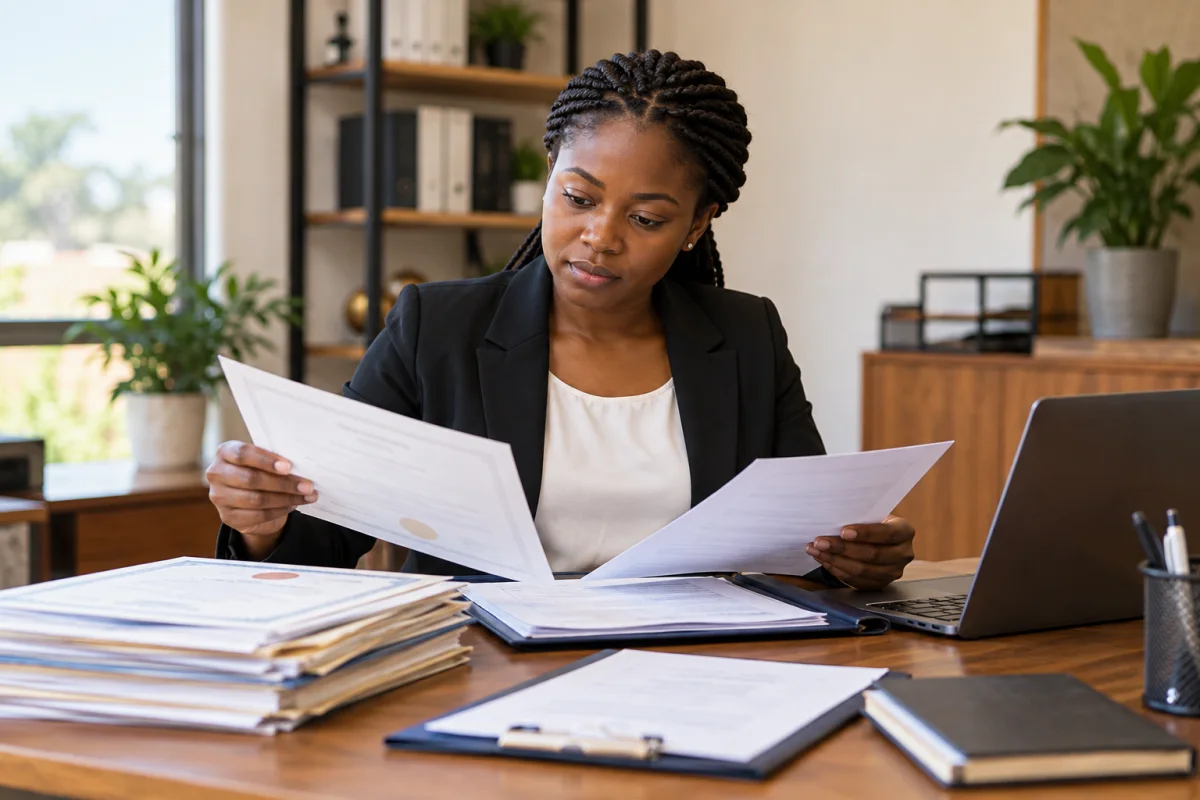 A Ghanaian applicant organising certificates and an accurate CV