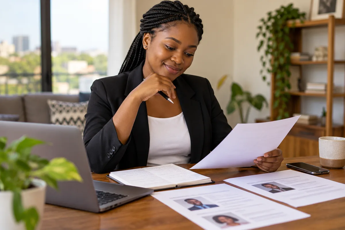 Ghanaian job seeker organising references and verified documents for an application